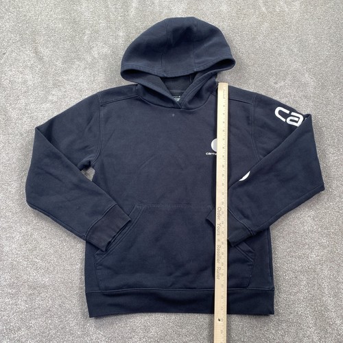 Carhartt Workwear Logo Fleece Pullover Hoodies Long Sleeves Size L 14-16 Black - Picture 4 of 10