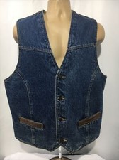 Vintage Wrangler Outerwear Denim Flannel Lined Jean Vest Sz Large Western Wear