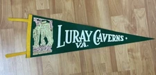 Vintage Luray Caverns Pennant  Virginia Saracen's Tent Green Felt 27” Souvenir