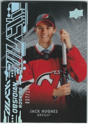 2019-20 UD Black Obsidian Rookies Jack Hughes RC 037/299