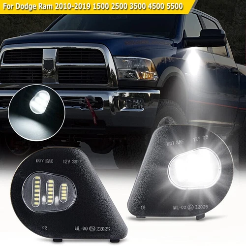 LED Truck Side Mirror Puddle Lights For Dodge Ram 10-19 1500 2500 3500 4500 5500