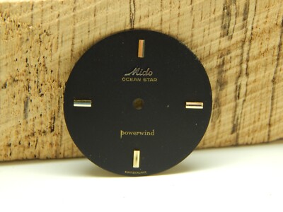 Mido Ocean Star Black Powerwind 29.28mm Vintage Watch Dial Gold Stick Markers