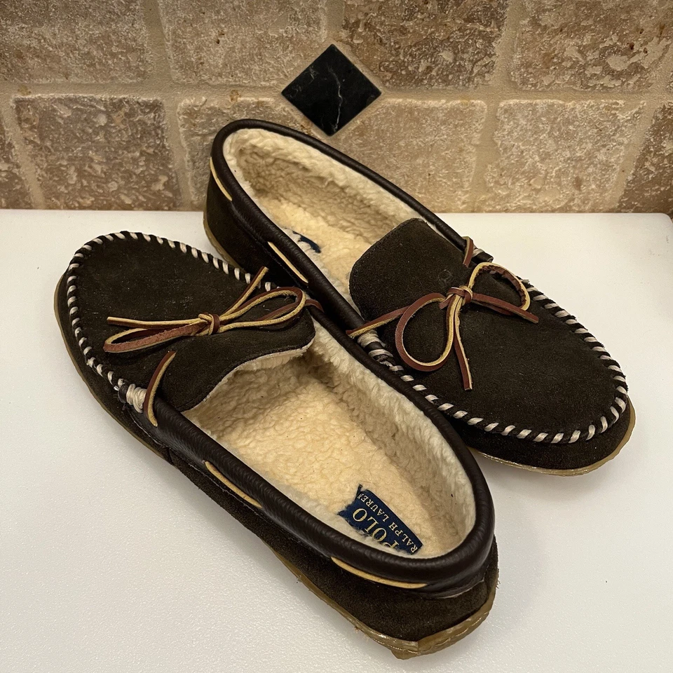 Polo Ralph Lauren Hombres 12 Mason II Mocasín Zapatillas Marrón Gamuza Suela de Goma Sin usar, en caja Foto 3 de 4
