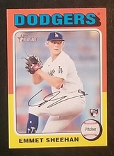 2024 Topps Heritage Emmet Sheehan Rookie Card Los Angeles Dodgers No. 187