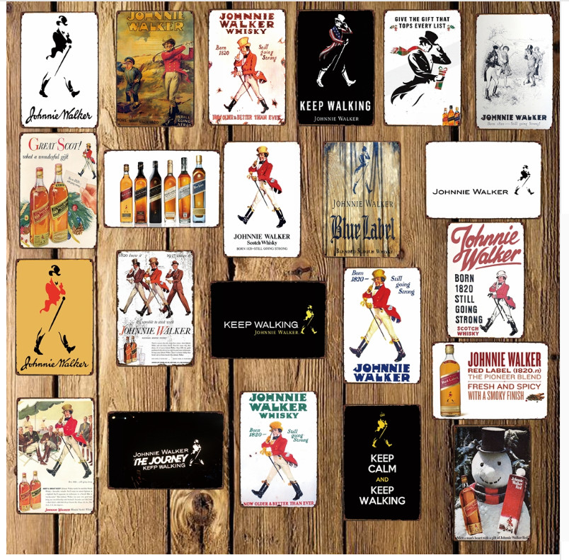 20x30 Johnny Walker Whisky Metal Sign Wall Poster Sticker Party Pub Bar Decor
