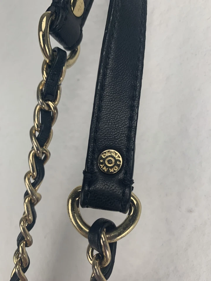 DKNY Crossbody Purse Black Quilted Nylon Leather Chain Strap - Image 4 of 4