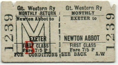 Great Western Railway Ticket Exeter nach Newton Abbot