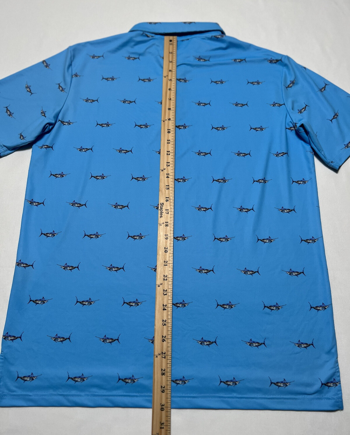 Scales Golf Polo Marlin Fish Print Size Medium Blue P… Gem