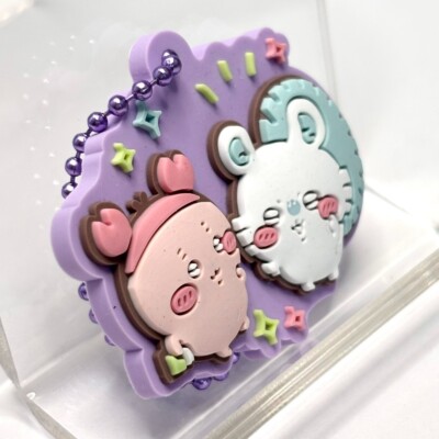Kani & Momonga Chiikawa Rubber Mascot Strap Key Chain Japan Bandai