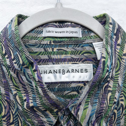 Vintage Jhane Barnes Shirt Mens Large Geometric Abstract 3D Woven In Japan - Picture 3 of 5