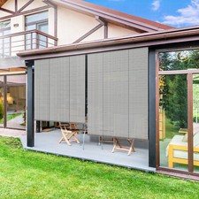 Roller Shade Hollowed Roll Up Shade Uv Block For Outdoor Porch Yard Balcony Gray