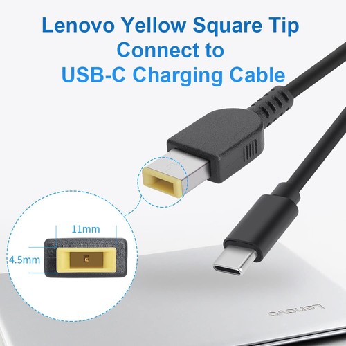 Chargeur Mural 65W PD GaN avec Câble de Charge Embout Carré 1,5m pour Lenovo Thinkpad - Photo 2/6