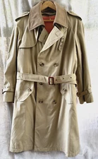 Trench Mens Coat for Garbers by Bergamo Size Small 40 New without tags Lining