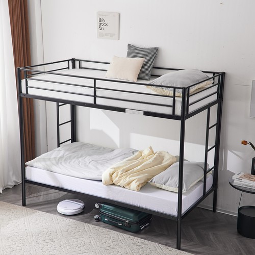 Twin Over Bunk Bed with Trundle, Heavy-Duty Metal Bunk Bed Frame Black - Picture 1 of 9