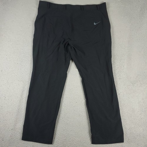 Nike Pants Mens Size 40x30 Black Swoosh Dri Fit Golf Flat Front Chino Trousers - Picture 8 of 11