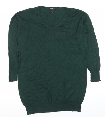 Mango Damen Pullover Pulli grün V-Ausschnitt Langarm Größe S