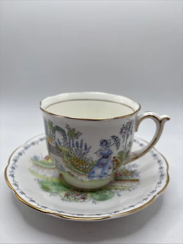 Vintage Fine Bone China From Bell #2544 Tea Cup & Saucer Lady in the Garden