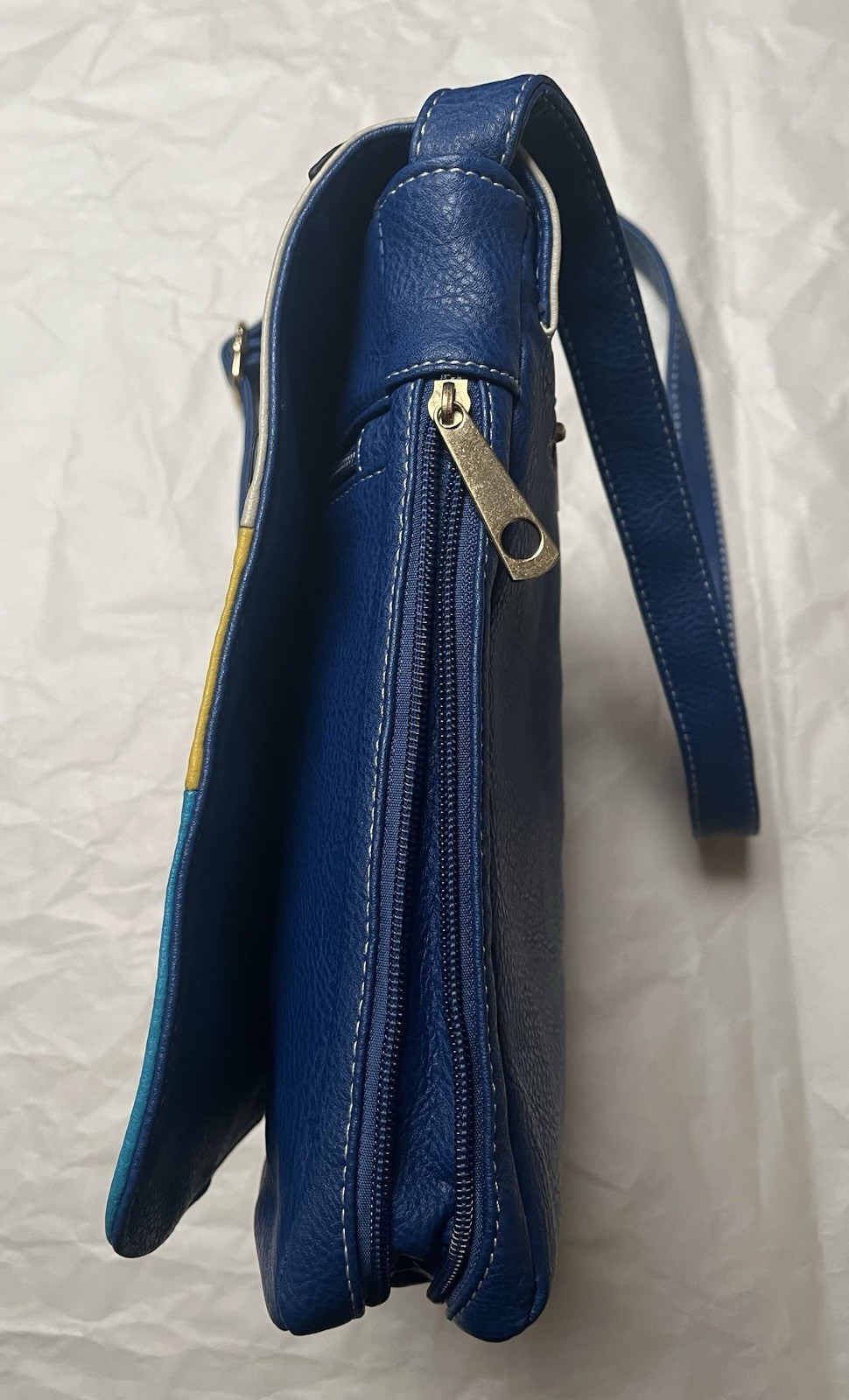 Colorful Patchwork PU Leather Blue Crossbody Mess… - image 12