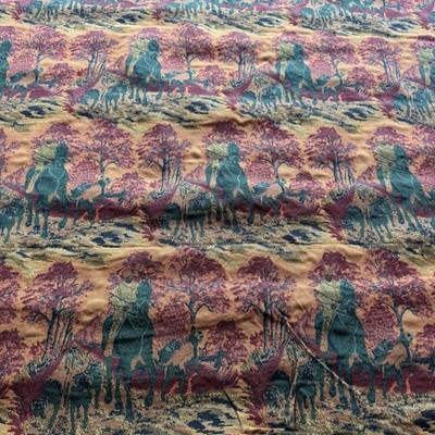 Vintage Maxine Thomas Horse Rider Equestrian Tapestry   54.5x84 Fabric Large
