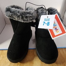 NWT Kidgets Black Faux Fur Mid-Calf Toddler Girls' Size 7/8 Lined Boots