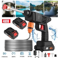 2 Battery Cordless Car High Pressure Washer Jet Portable Watering Cleaner Gun UK