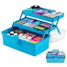 13.3in 3-Layer Multipurpose Craft Storage and Sewing Box,Plastic Folding Box ...