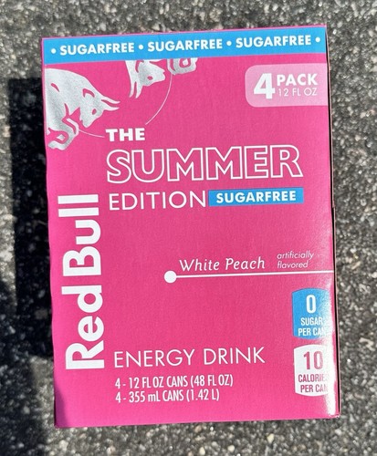 Red Bull Summer Edition Sugarfree Energy Drink, White Peach, 12oz 4 Pack In Hand