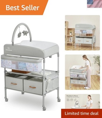 Portable Baby Changing Table with 2 Storage Baskets, Foldable Changing Table ...