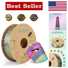 Ultra-Smooth Rainbow Silk PLA 1kg - Ideal for Arts & Crafts, Eco-Friendly Pack