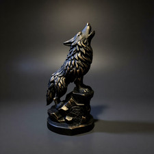 3D Printed Howling Wolf Statue, Minimalist ornament home decor, Wolf Figurine