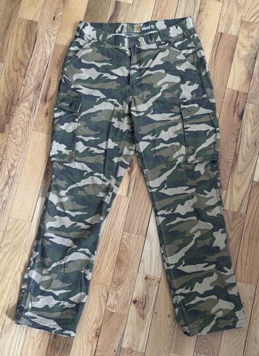 Carhartt, CARHARTT Mens 36 Camo Relaxed Fit Cargo Pocket Utility Pants Vintage Camouflage