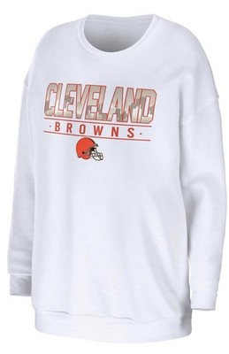 Cleveland Browns Women s Wear By Erin Andrews White Crewneck Sweatshirt NWT XL