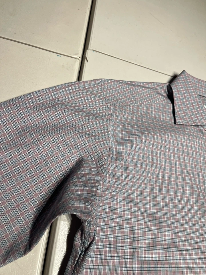 Camisa ETON Para Hombre 40 15 3/4 Azul Púrpura Cuadros Vestido Contemporáneo Algodón Abotonado Foto 4 de 4