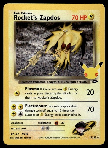 Rocket's Zapdos 15/132 SWSH Celebrations Classic Collection Pokemon Card - NM