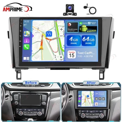 AMPRIME Qualcomm Android 15 Autoradio Carplay BT GPS für Nissan Qashqai 2014-2018 +Cam