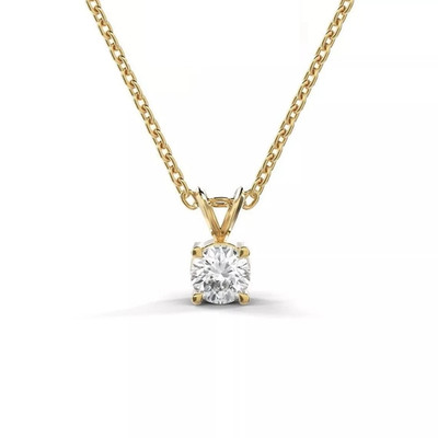 D VVS 0.50 Ct Round Lab Grown Diamond Pendant Necklace 14K Yellow Gold