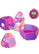 5pc Children's Playhouse Popup Tents, Tunnels, and Basketball Hoop