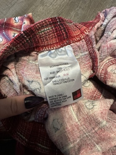 Woolrick Sheep Printed Pajama Flannel Pants Women’s Ruby Sheep Plaid M Medium - Afbeelding 6 van 7