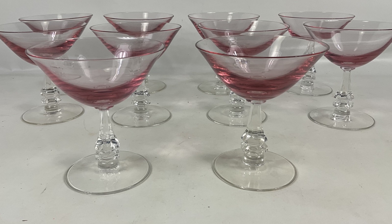 10 Tiffin Franciscan PINK  WISTARIA (Stem 17477) Champagne Glass 4 1/2"  Sherbet