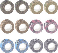 12 Rolls Self Adhesive Bandage Wrap 1 Inch, Camo-Mix Color Elastic Athletic Tape