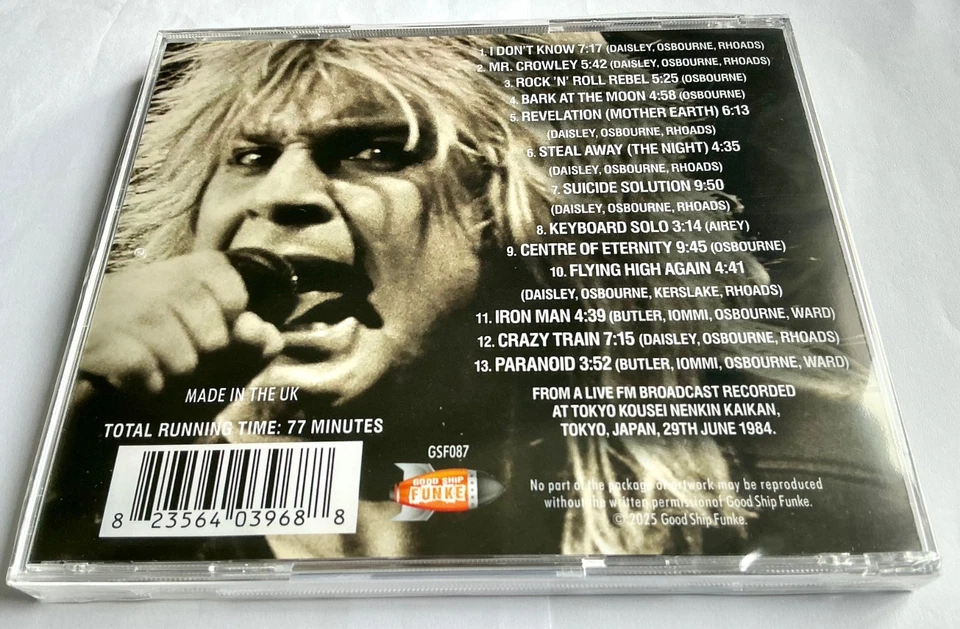 Ozzy Osbourne - Tokyo Solution FM Broadcast Japan 1984 - NEW CD - Image 3 of 3