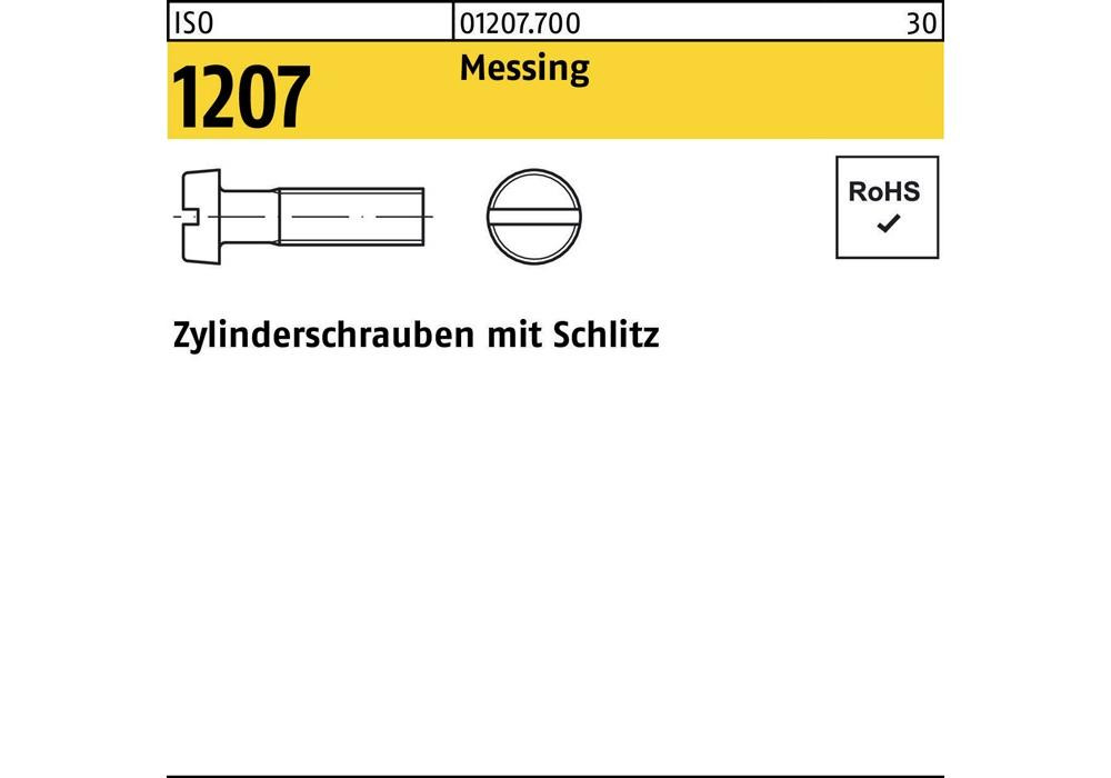 Reyher Zylinderschraube ISO 1207 m.Schlitz M 3 x 20 Messing (Шлиц М)