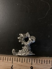 Miniature Pewter Dragon with Baseball Mitt Crystal Ball Silver Tone 1.25