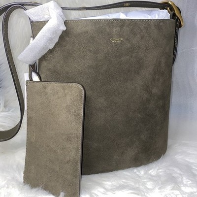 Coach Suede Bleecker Bucket Bag in Olive New with tags 100