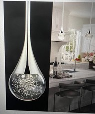 Crystal Pendant Light Fixtures for Kitchen Island, Dimmable Integrated LED Light