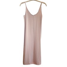 Everlane Japanese GoWeave Long Slip Dress Dusty Rose Pink Midi V-Neck Size 00
