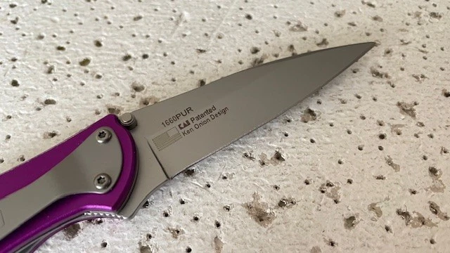 Navaja de bolsillo plegable púrpura Linerlock 1660PUR Kershaw Leek hoja lisa A/O Ken O Foto 4 de 4