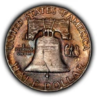 1963 50c Franklin Silver Half Dollar - Colorful End Roll Toning - BU - SKU-H3944