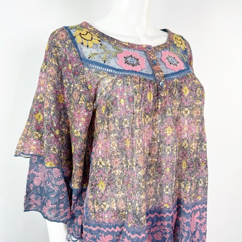 Anthropologie Briefmarke Blumen Bluse Gr. M Freizeit Boho Sommer bunt - Bild 5 von 7