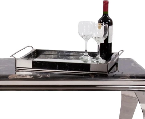 Discover the Art Deco Marble Tray-Black Marble and Steel Elegance - Picture 5 of 8
